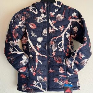NEW Columbia WHITE OUT HOODED Jacket Omni-Heat Women Sz Medium Blue FLORAL NWT